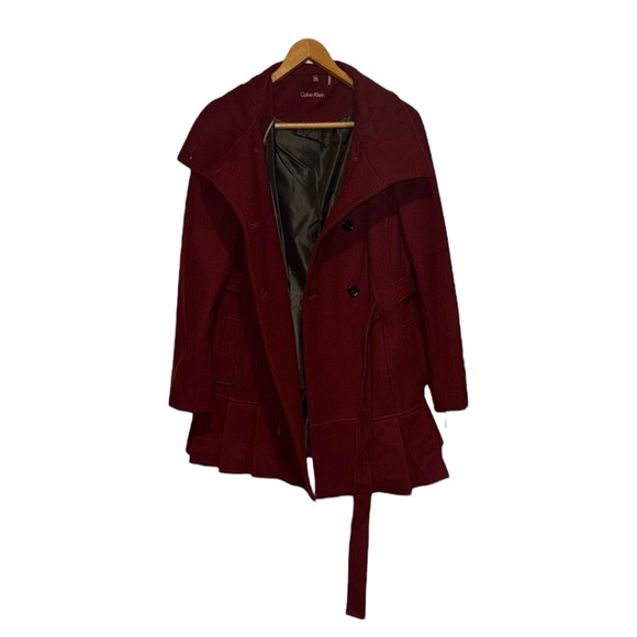 Calvin Klein Red Wool Blend Double breasted Coat Size 14 NWT SOLD OUT! SALE! - Picture 4 of 10